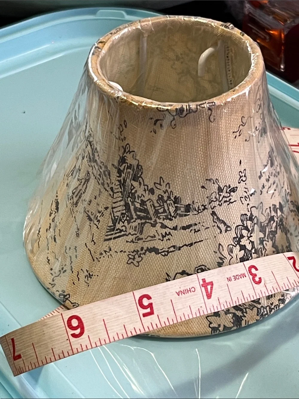 Beige Toile Fabric Lantern Shade - Unbranded